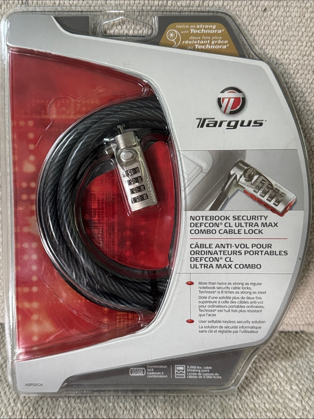 Laptop Lock - NWT - Targus defcon combo cable lock